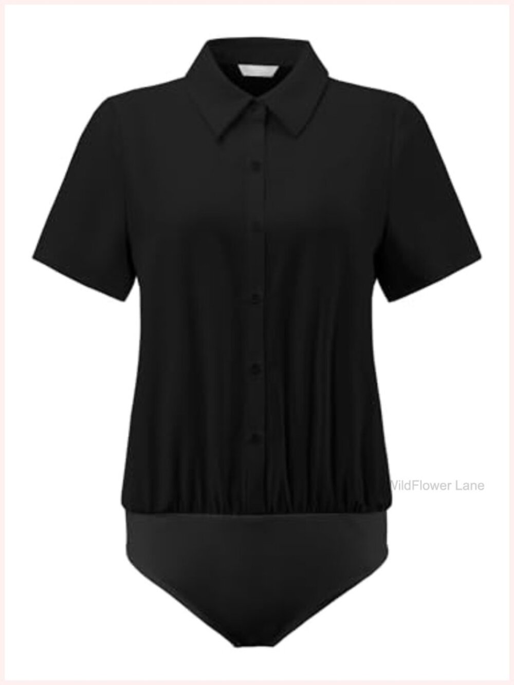 Women's Button Down Bodysuit Collared Short Sleeve Office Business Leotard Top